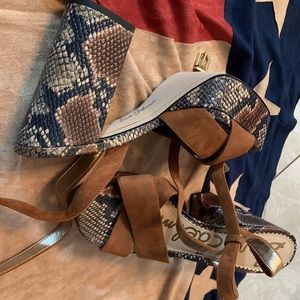 Snake skin strappy heels